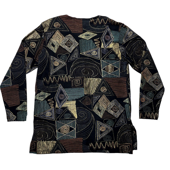 Vintage 90's Abstract Blouse Metallic Paint Sz S Art to Wear Grunge Boho Retro - Picture 2 of 12